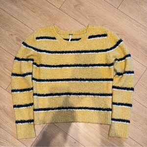 Free People Mustard and Black Striped Sweater